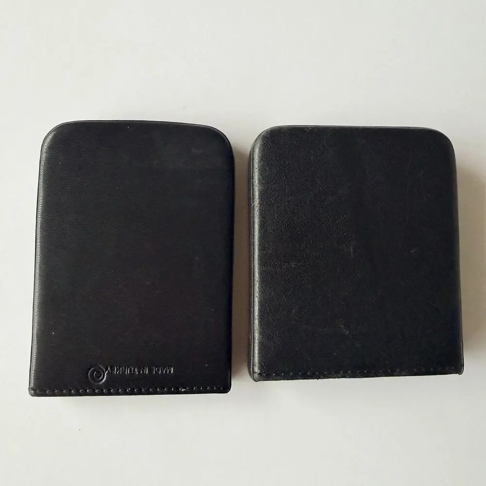 Coach Black Leather 2-Piece Slide Structured Business Card Holder Case Wallet